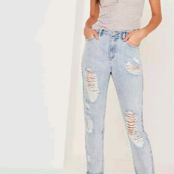 Missguided Denim - MISSGUIDED Riot US Size 0 Distressed Mom Jeans